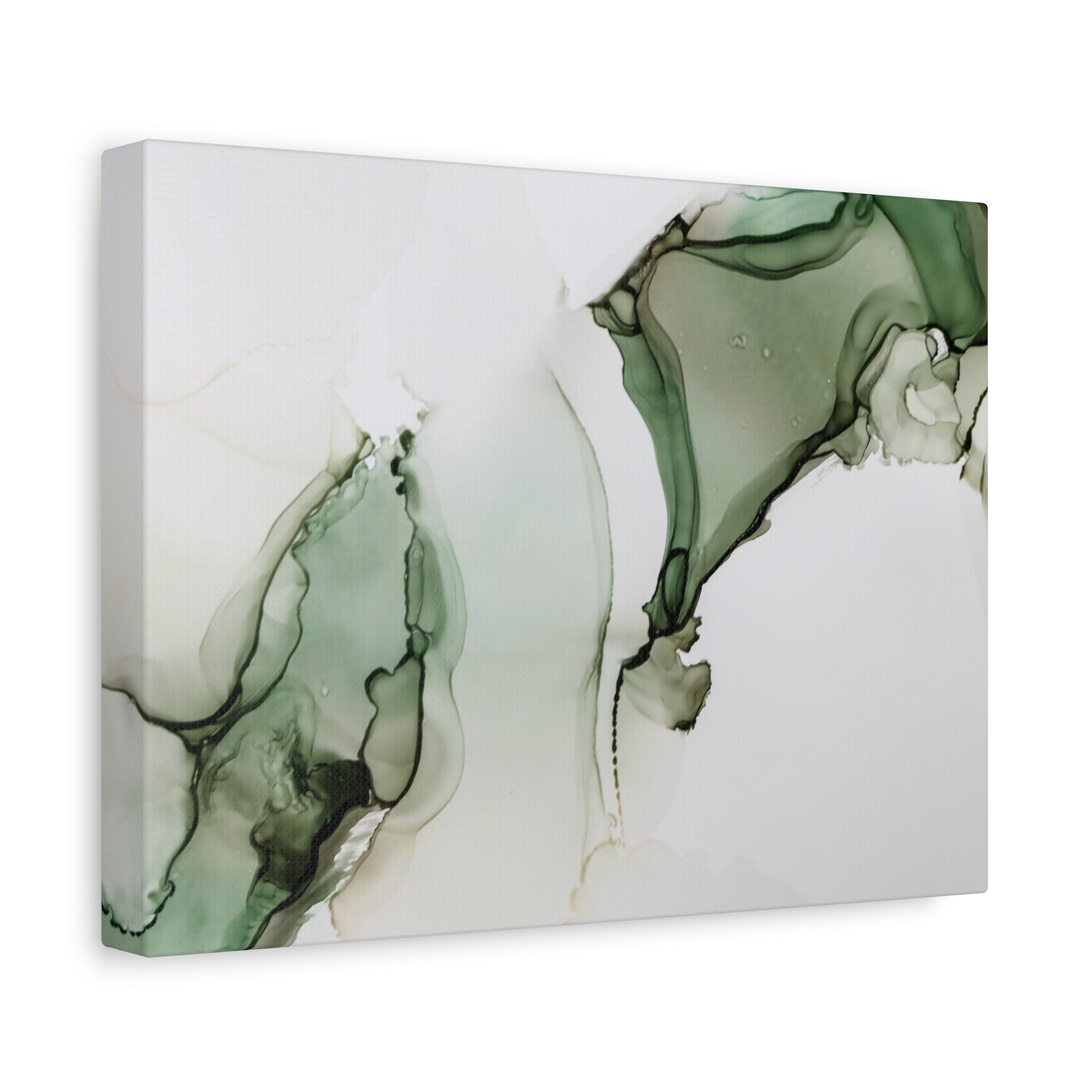 Green Ink Abstract Matte Canvas Print — Stretched 1.25" Wall Art