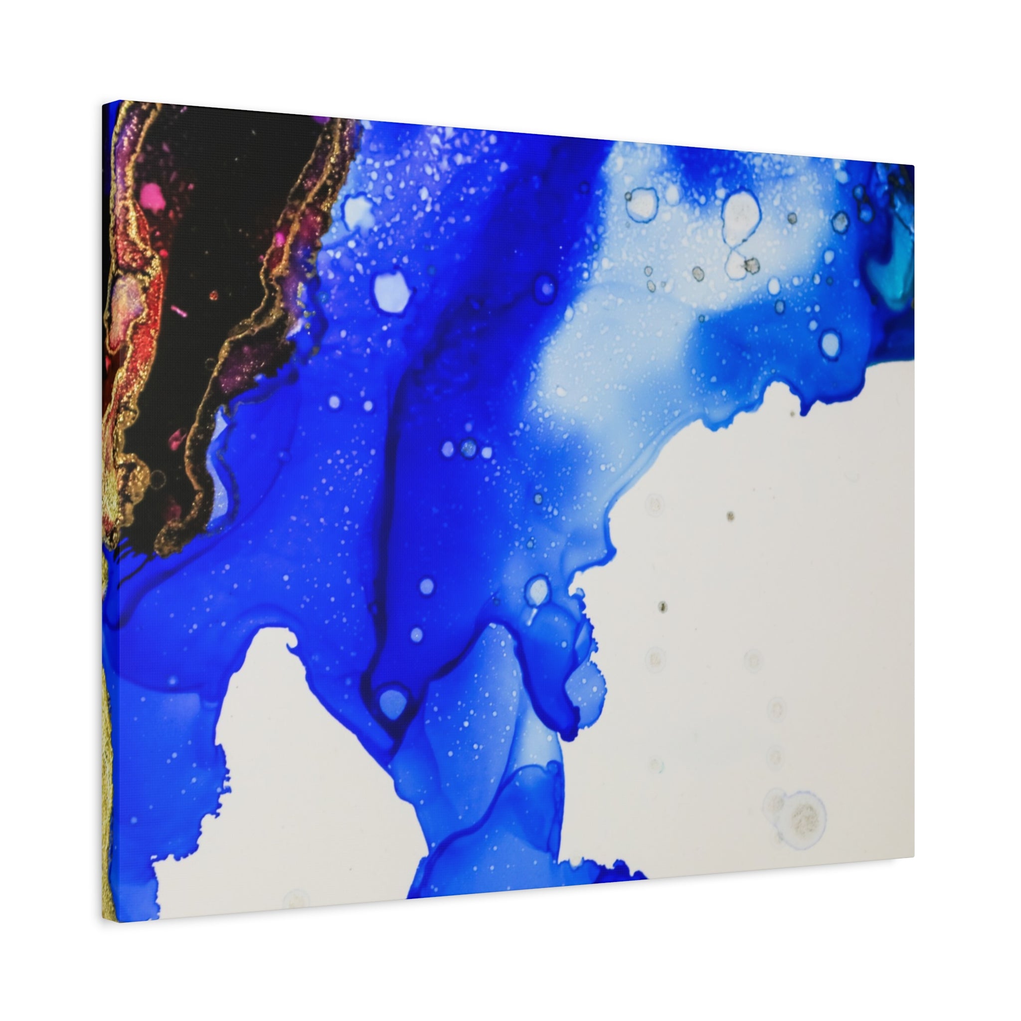 Abstract Blue Ink Art Canvas Print — Oceanic Fluid Painting