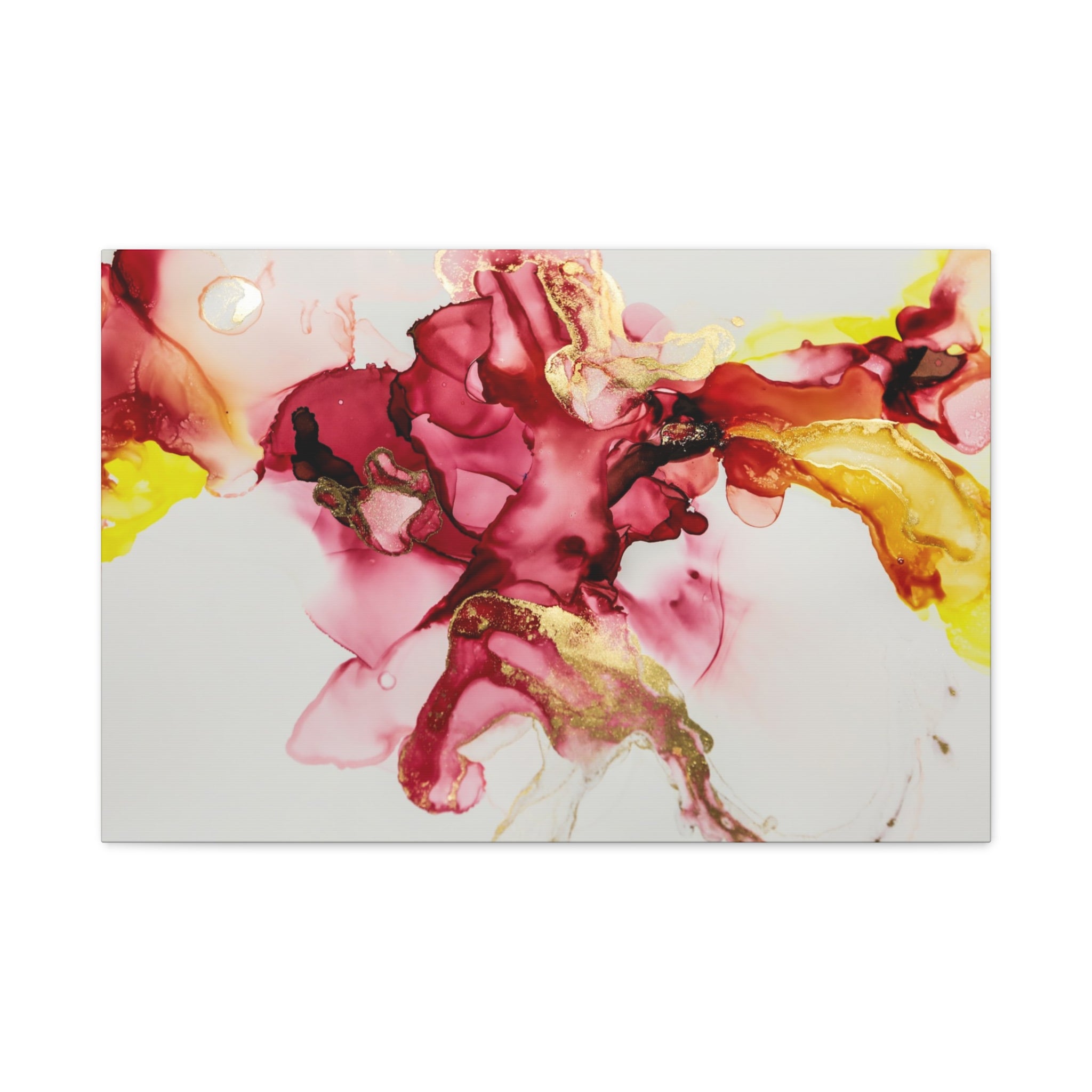 Abstract Pink & Gold Alcohol Ink Art Canvas Print — Matte Stretched Wall Art