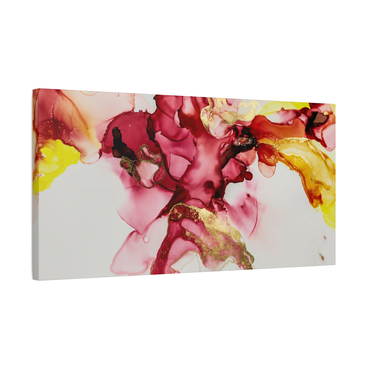 Abstract Pink & Gold Alcohol Ink Art Canvas Print — Matte Stretched Wall Art