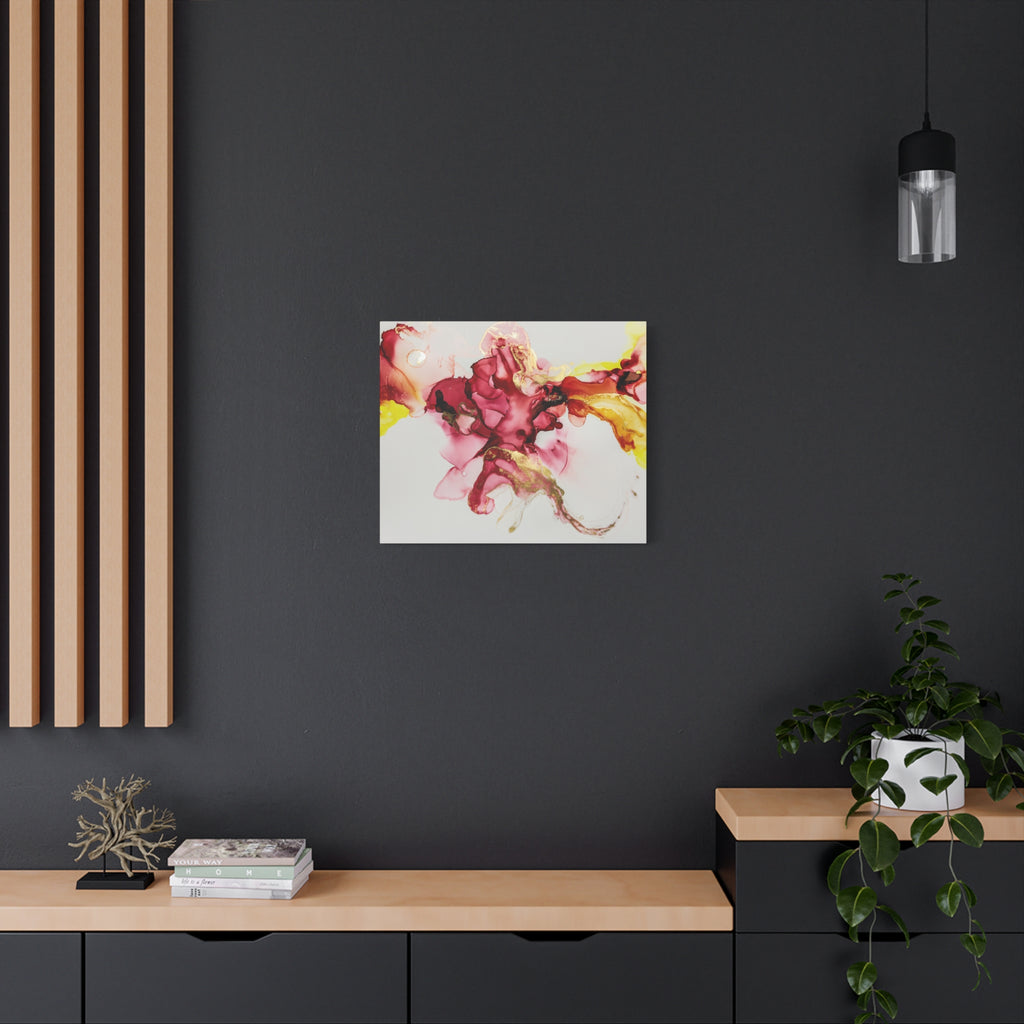 Abstract Pink & Gold Alcohol Ink Art Canvas Print — Matte Stretched Wall Art