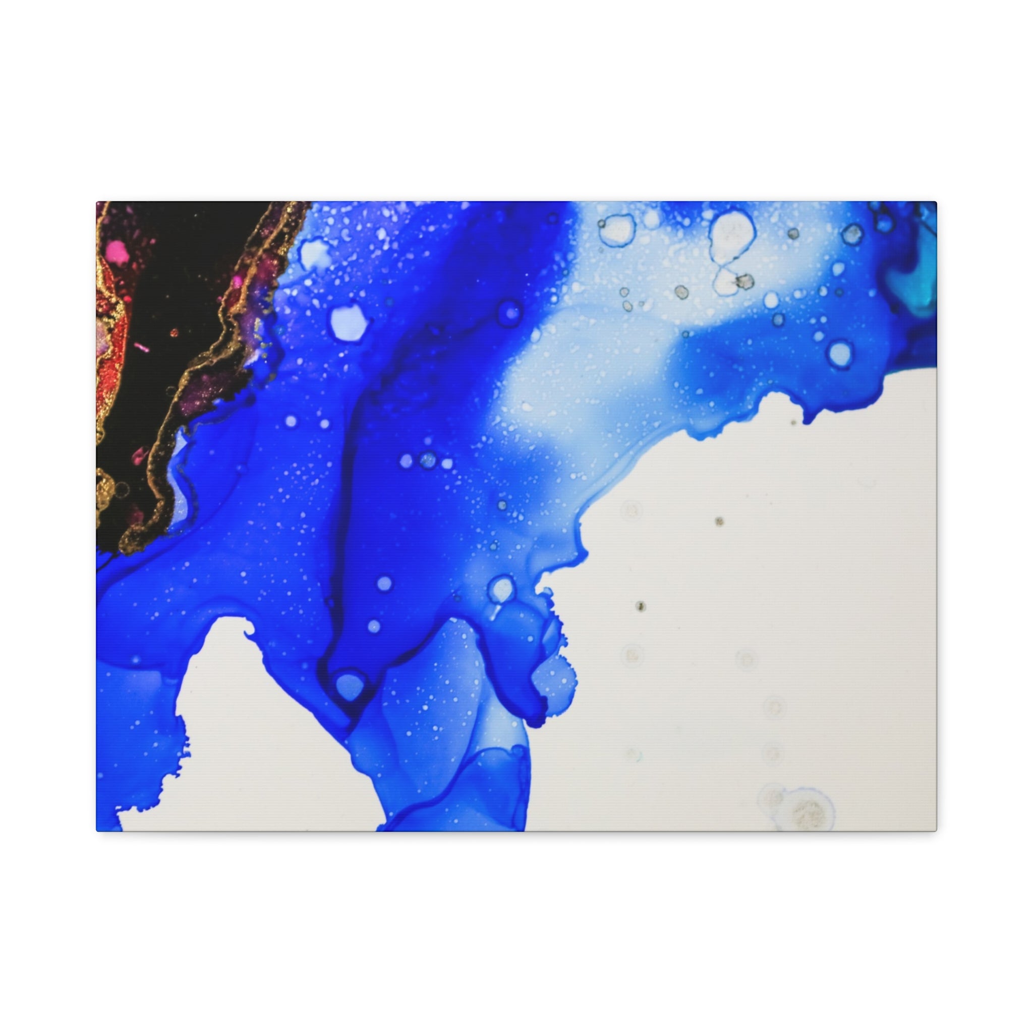 Abstract Blue Ink Art Canvas Print — Oceanic Fluid Painting