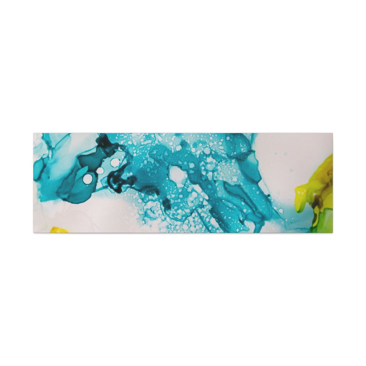 Teal & Yellow Abstract Fluid Art Canvas