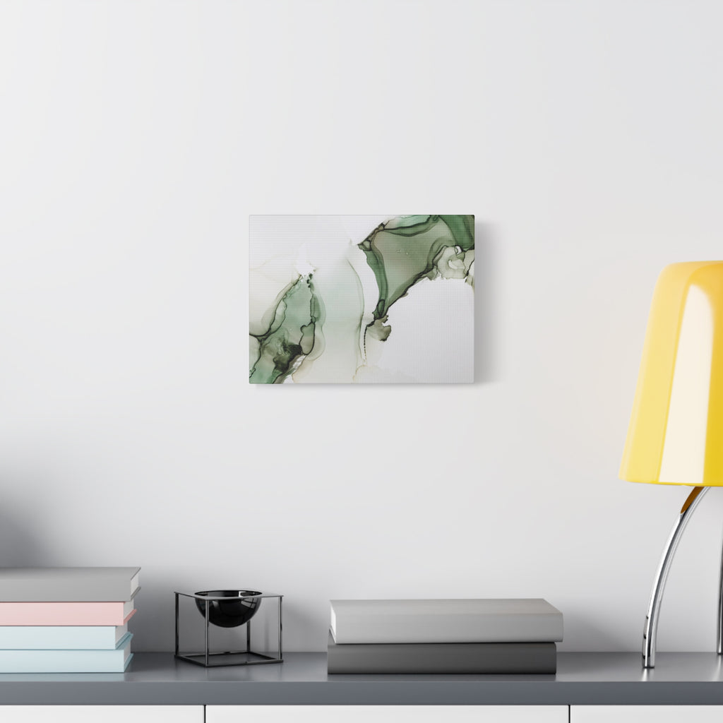 Green Ink Abstract Matte Canvas Print — Stretched 1.25" Wall Art