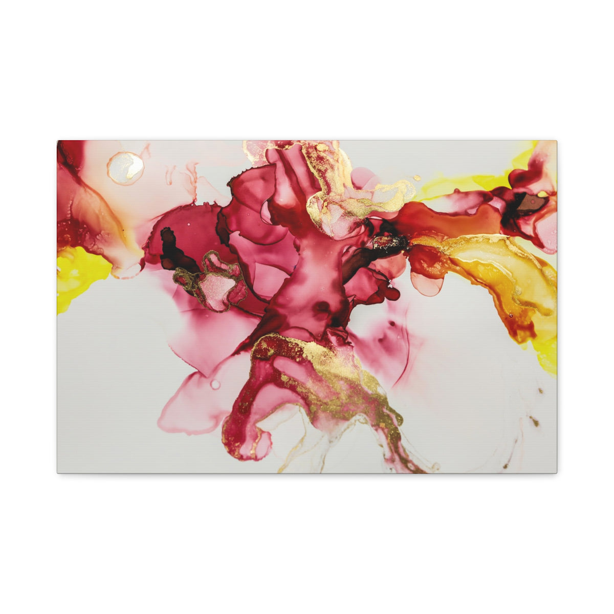 Abstract Pink & Gold Alcohol Ink Art Canvas Print — Matte Stretched Wall Art