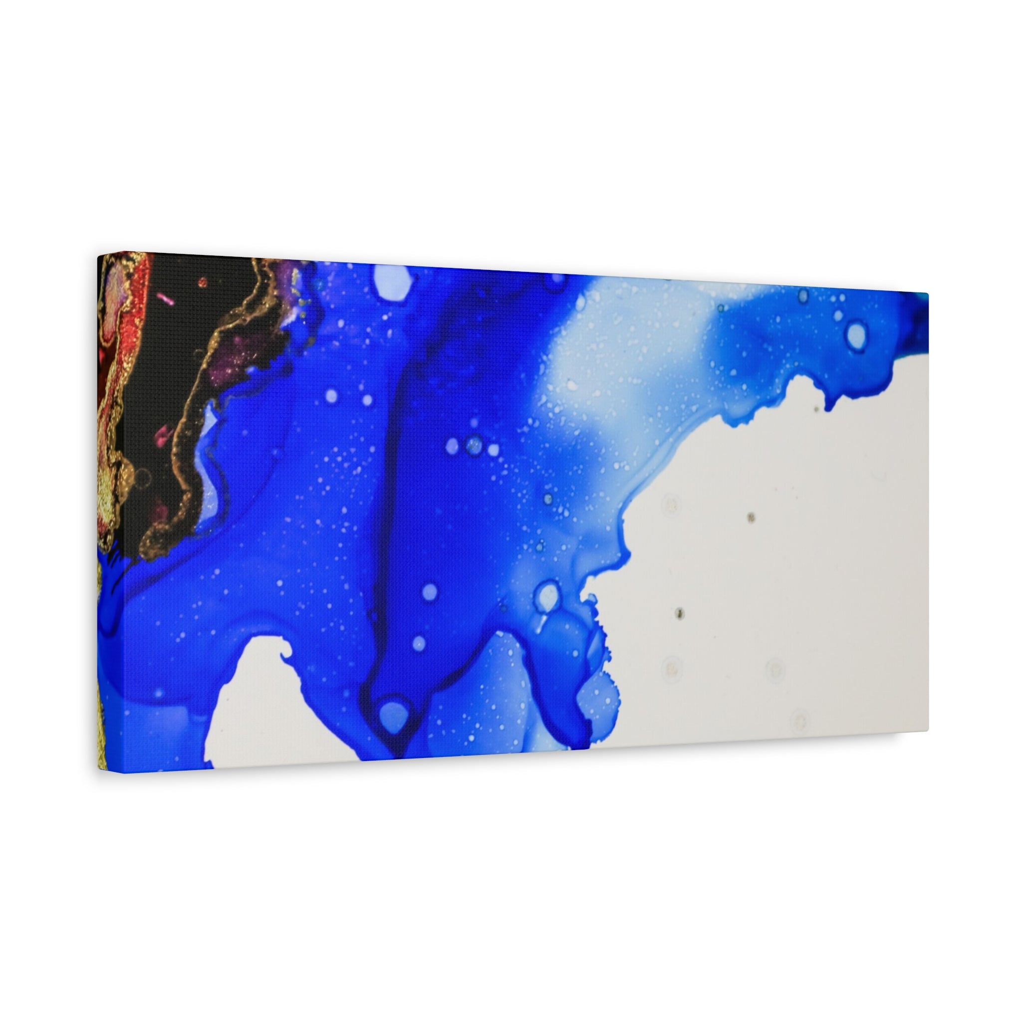 Abstract Blue Ink Art Canvas Print — Oceanic Fluid Painting