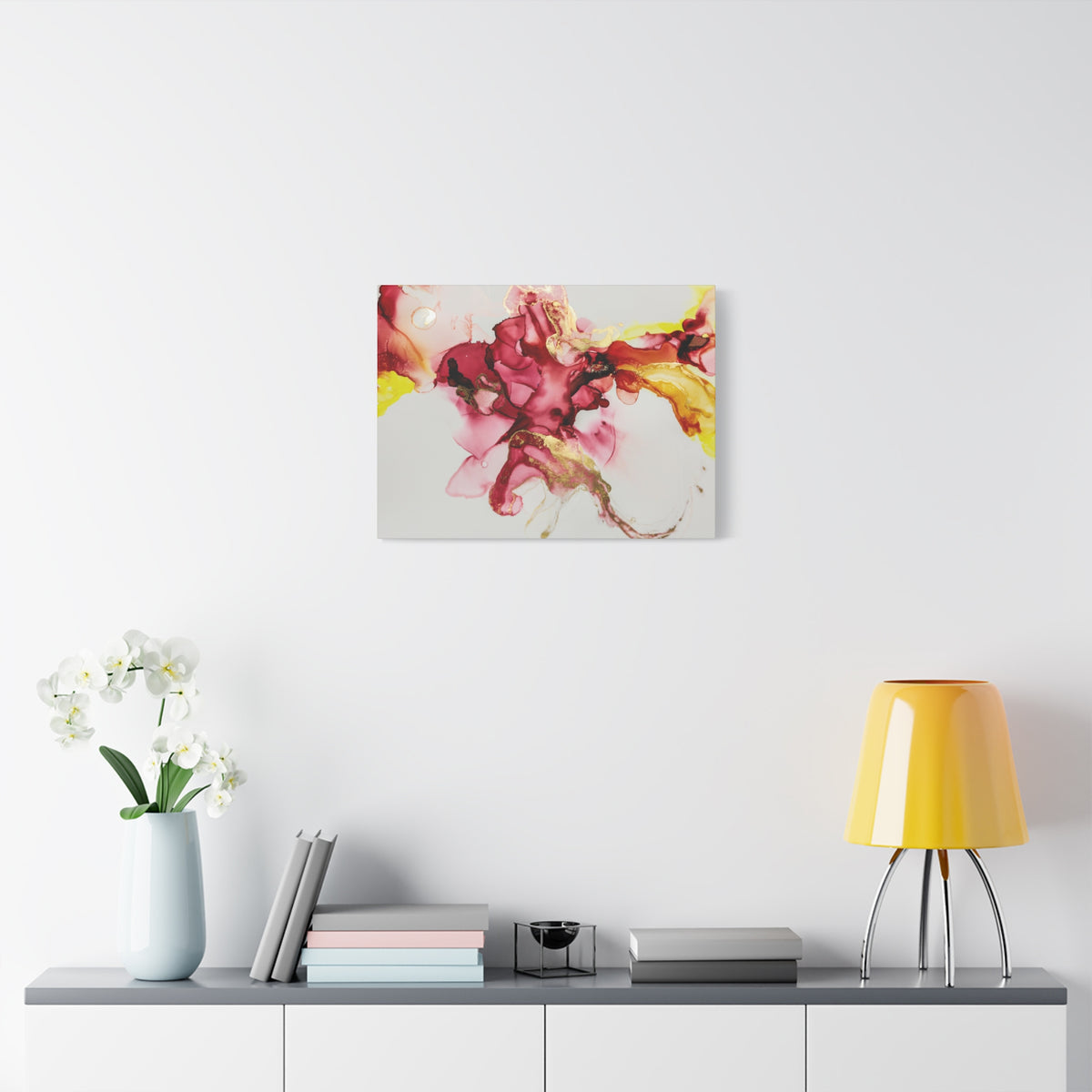 Abstract Pink & Gold Alcohol Ink Art Canvas Print — Matte Stretched Wall Art