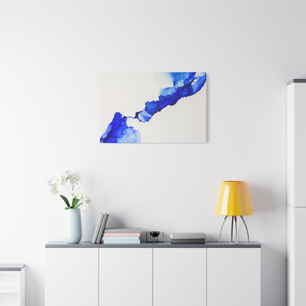 Blue Ink Abstract Matte Canvas Print — Stretched 1.25\"