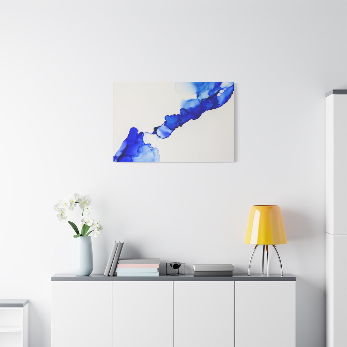 Blue Ink Abstract Matte Canvas Print — Stretched 1.25\"
