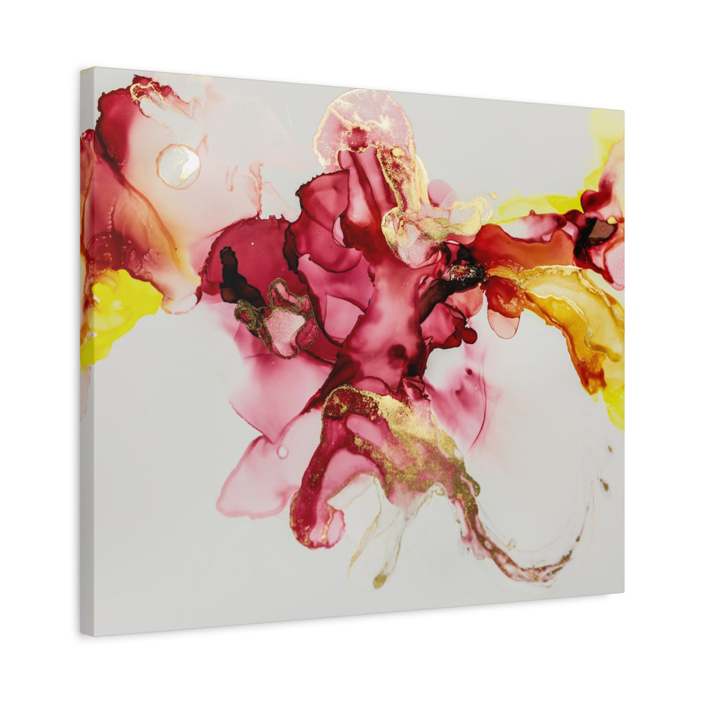 Abstract Pink & Gold Alcohol Ink Art Canvas Print — Matte Stretched Wall Art