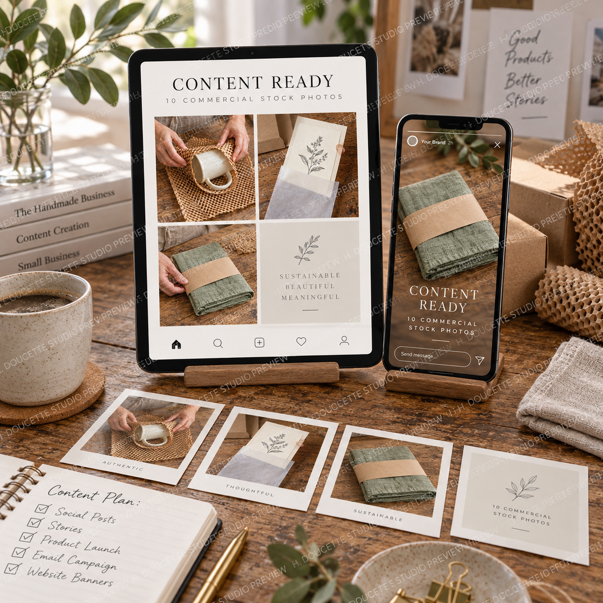 Artisan Product Packaging photos used in social media, story, and campaign planning mockups