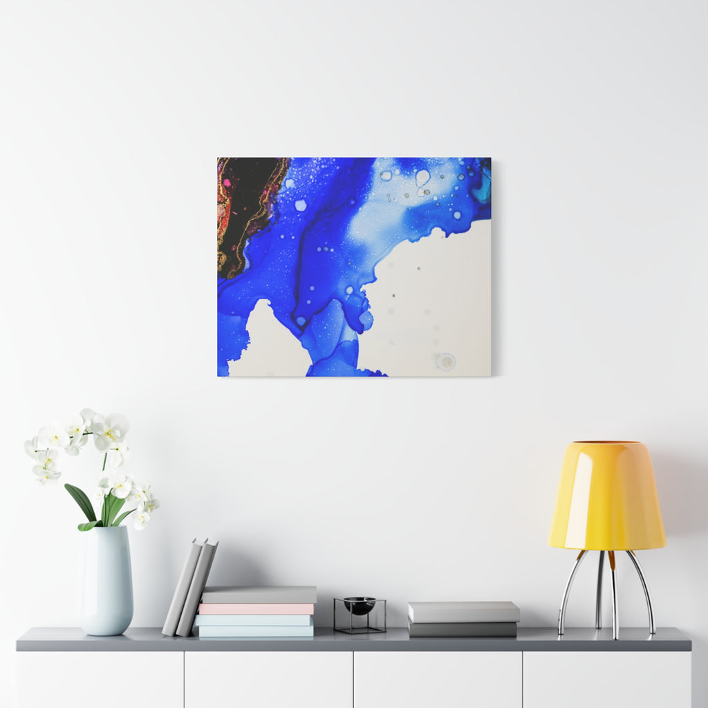 Abstract Blue Ink Art Canvas Print — Oceanic Fluid Painting