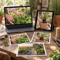 Herb Gardening stock photo bundle shown on laptop, tablet, and printed photos