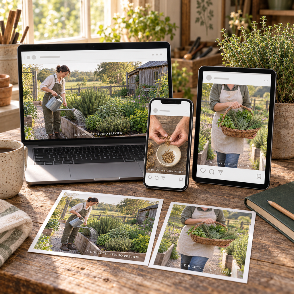 Herb Gardening stock photo collection used across desktop, tablet, phone, and print