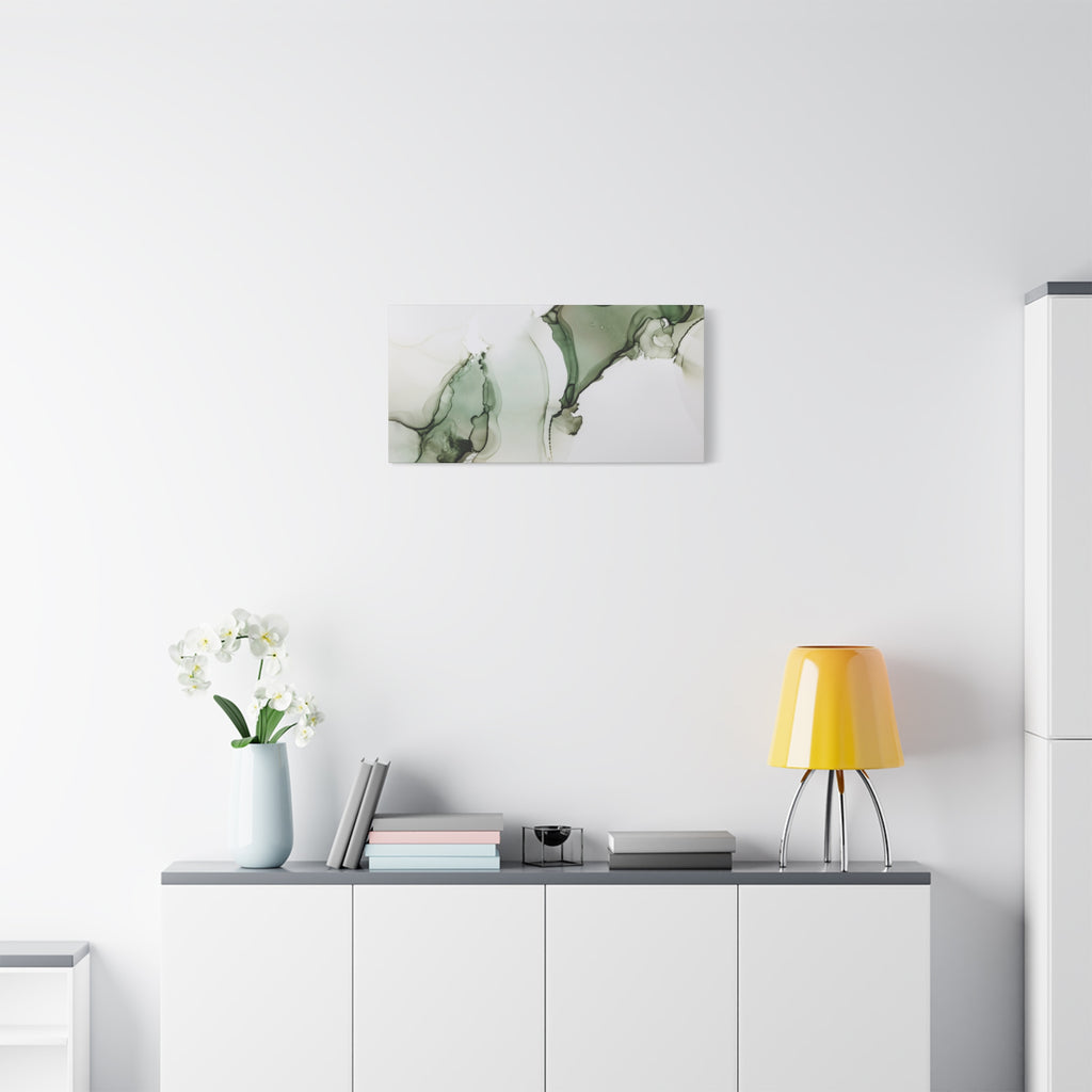 Green Ink Abstract Matte Canvas Print — Stretched 1.25" Wall Art