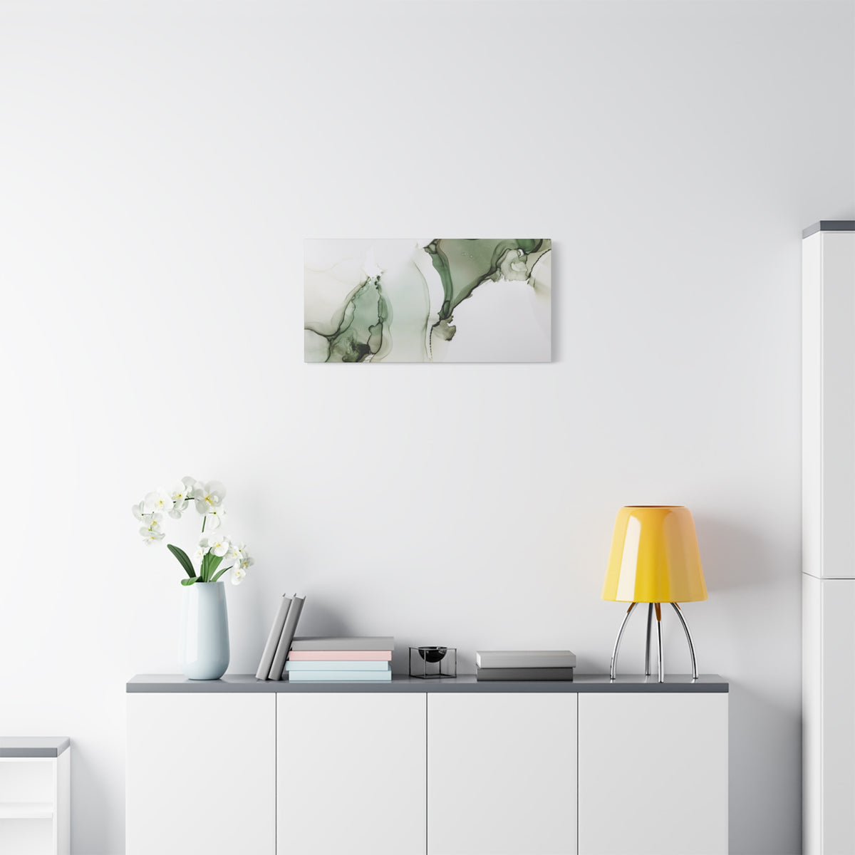 Green Ink Abstract Matte Canvas Print — Stretched 1.25" Wall Art