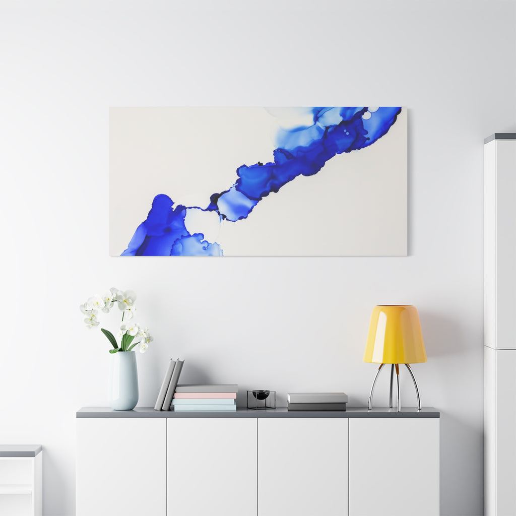 Blue Ink Abstract Matte Canvas Print — Stretched 1.25\"