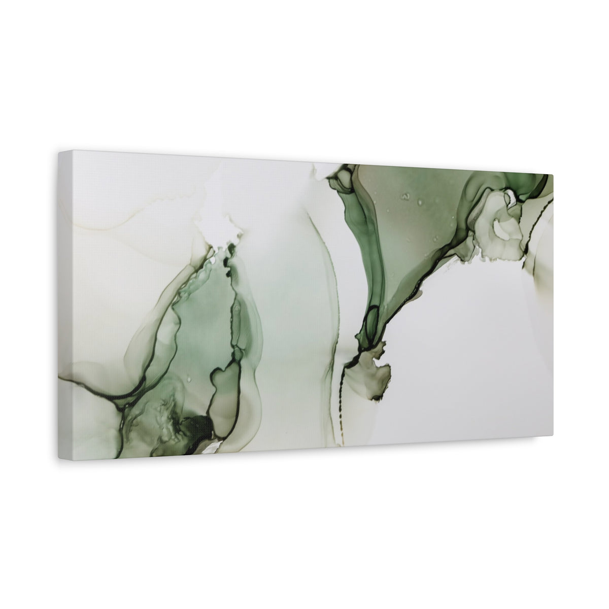 Green Ink Abstract Matte Canvas Print — Stretched 1.25" Wall Art