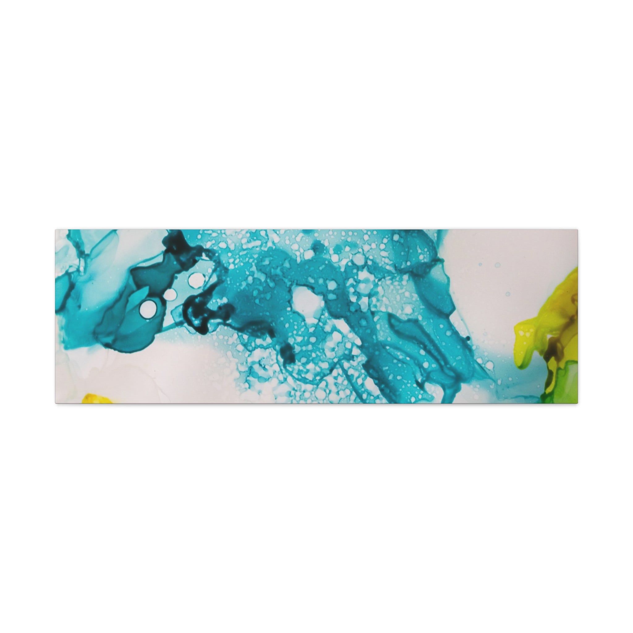Teal & Yellow Abstract Fluid Art Canvas