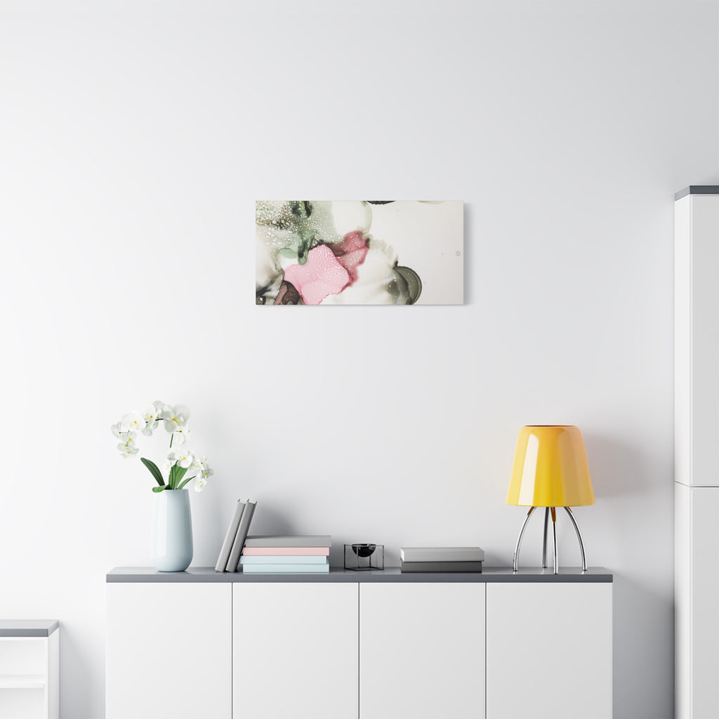 Abstract Pink & Sage Alcohol Ink Canvas Print — Modern Wall Art