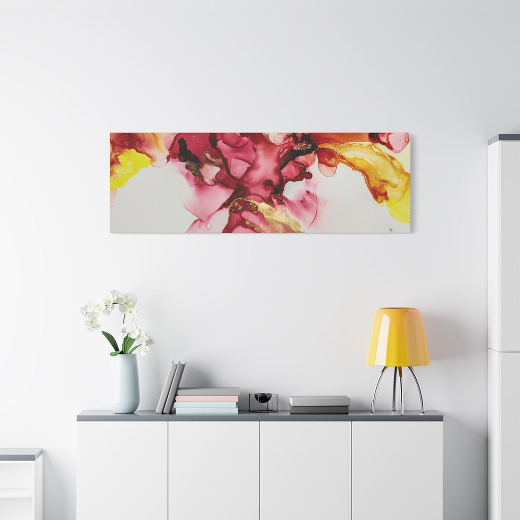 Abstract Pink & Gold Alcohol Ink Art Canvas Print — Matte Stretched Wall Art