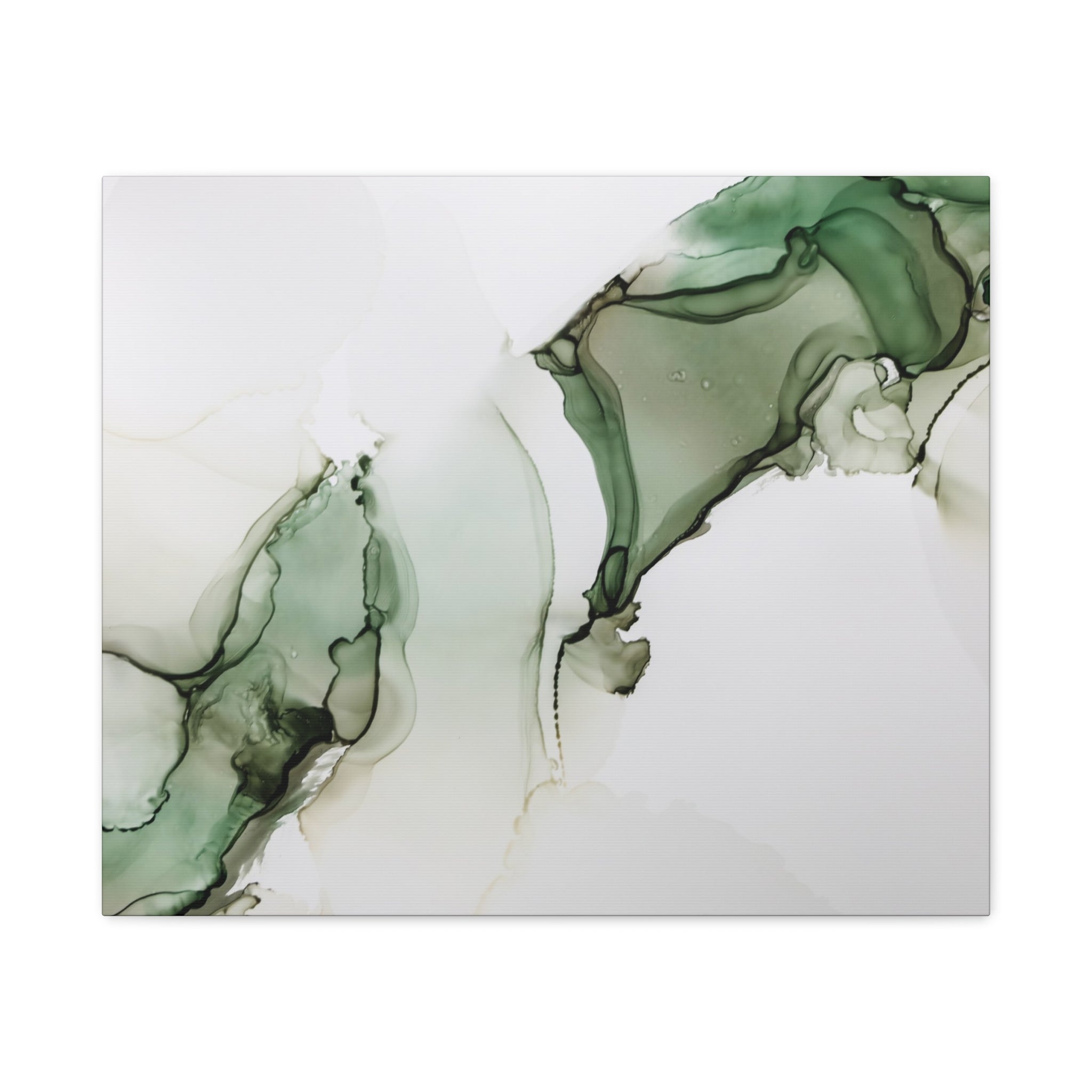 Green Ink Abstract Matte Canvas Print — Stretched 1.25" Wall Art