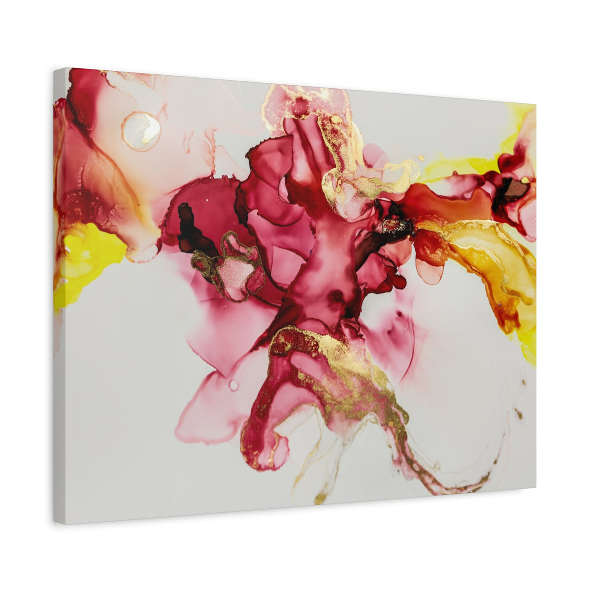 Abstract Pink & Gold Alcohol Ink Art Canvas Print — Matte Stretched Wall Art