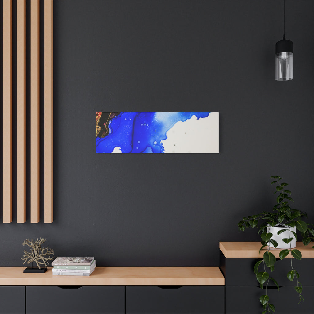 Abstract Blue Ink Art Canvas Print — Oceanic Fluid Painting