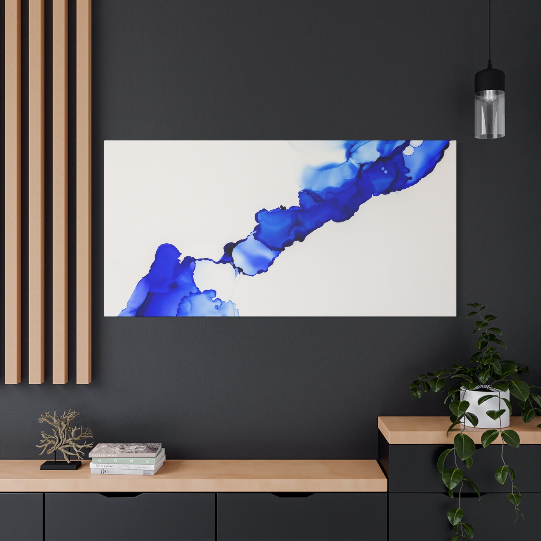 Blue Ink Abstract Matte Canvas Print — Stretched 1.25\"