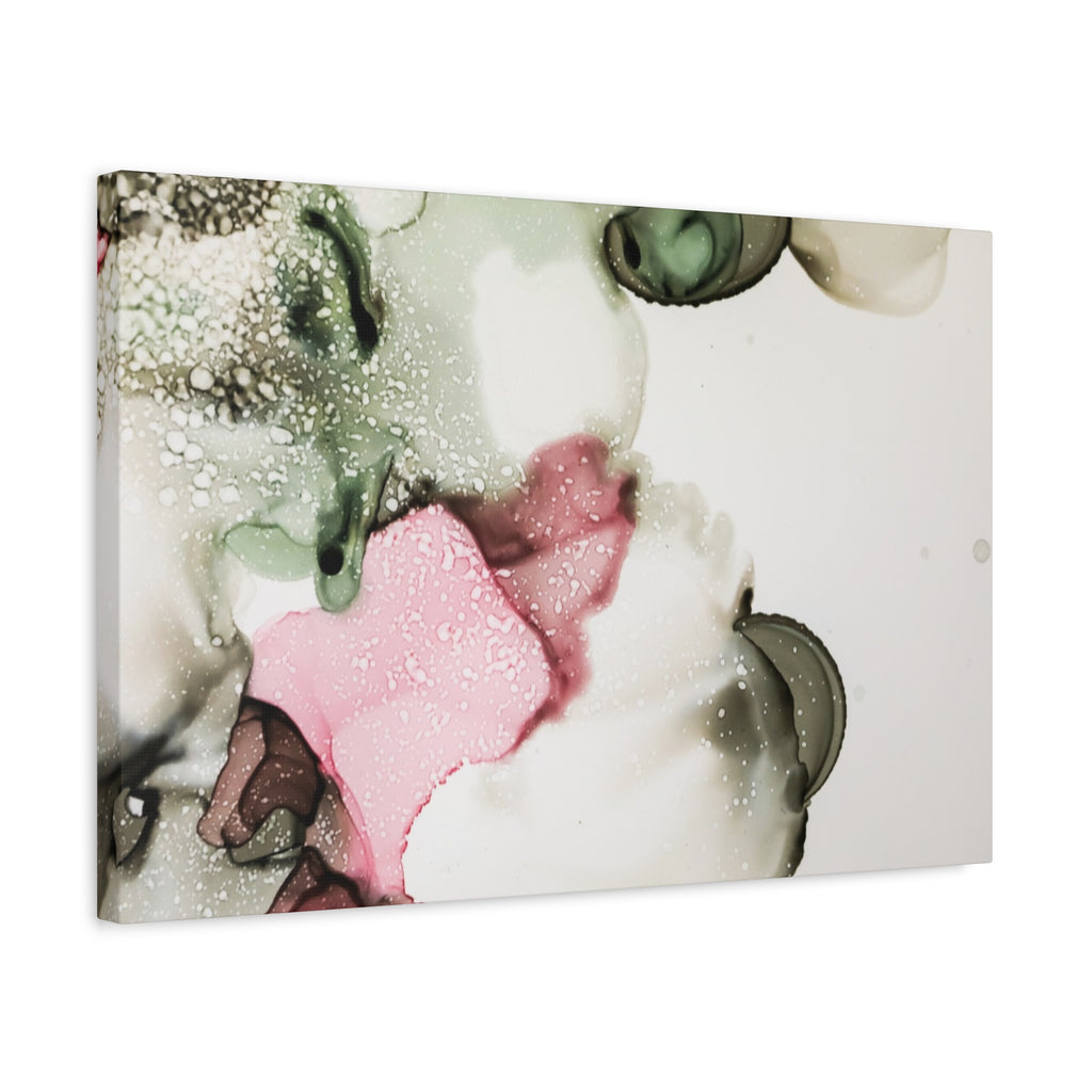 Abstract Pink & Sage Alcohol Ink Canvas Print — Modern Wall Art