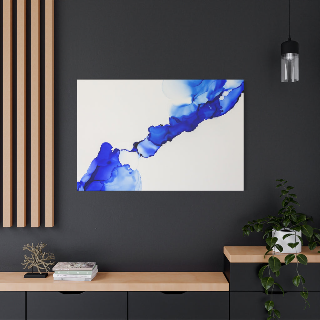Blue Ink Abstract Matte Canvas Print — Stretched 1.25\"
