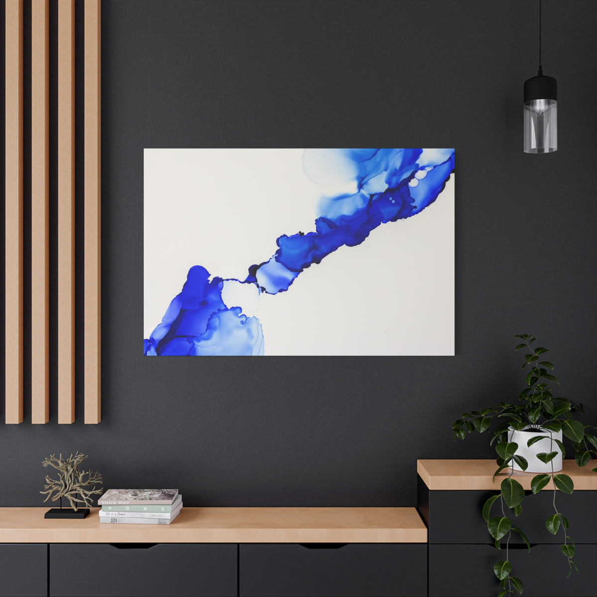 Blue Ink Abstract Matte Canvas Print — Stretched 1.25\"