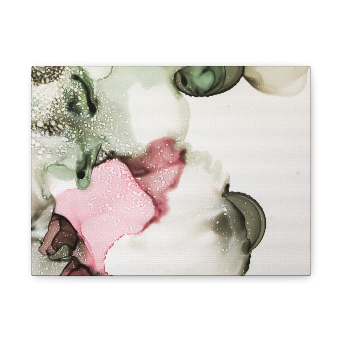 Abstract Pink & Sage Alcohol Ink Canvas Print — Modern Wall Art