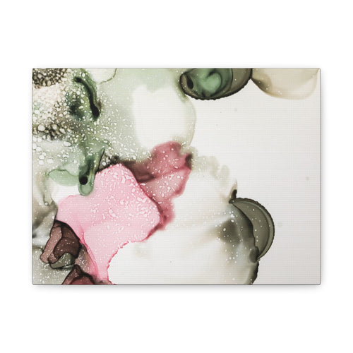 Abstract Pink & Sage Alcohol Ink Canvas Print — Modern Wall Art