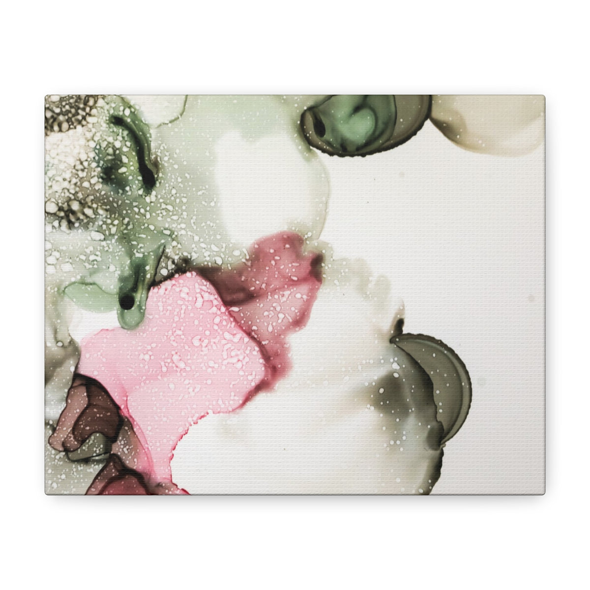 Abstract Pink & Sage Alcohol Ink Canvas Print — Modern Wall Art