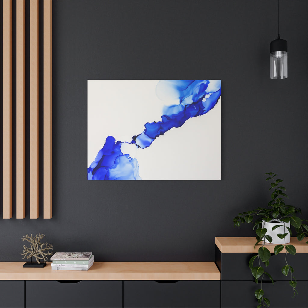 Blue Ink Abstract Matte Canvas Print — Stretched 1.25\"