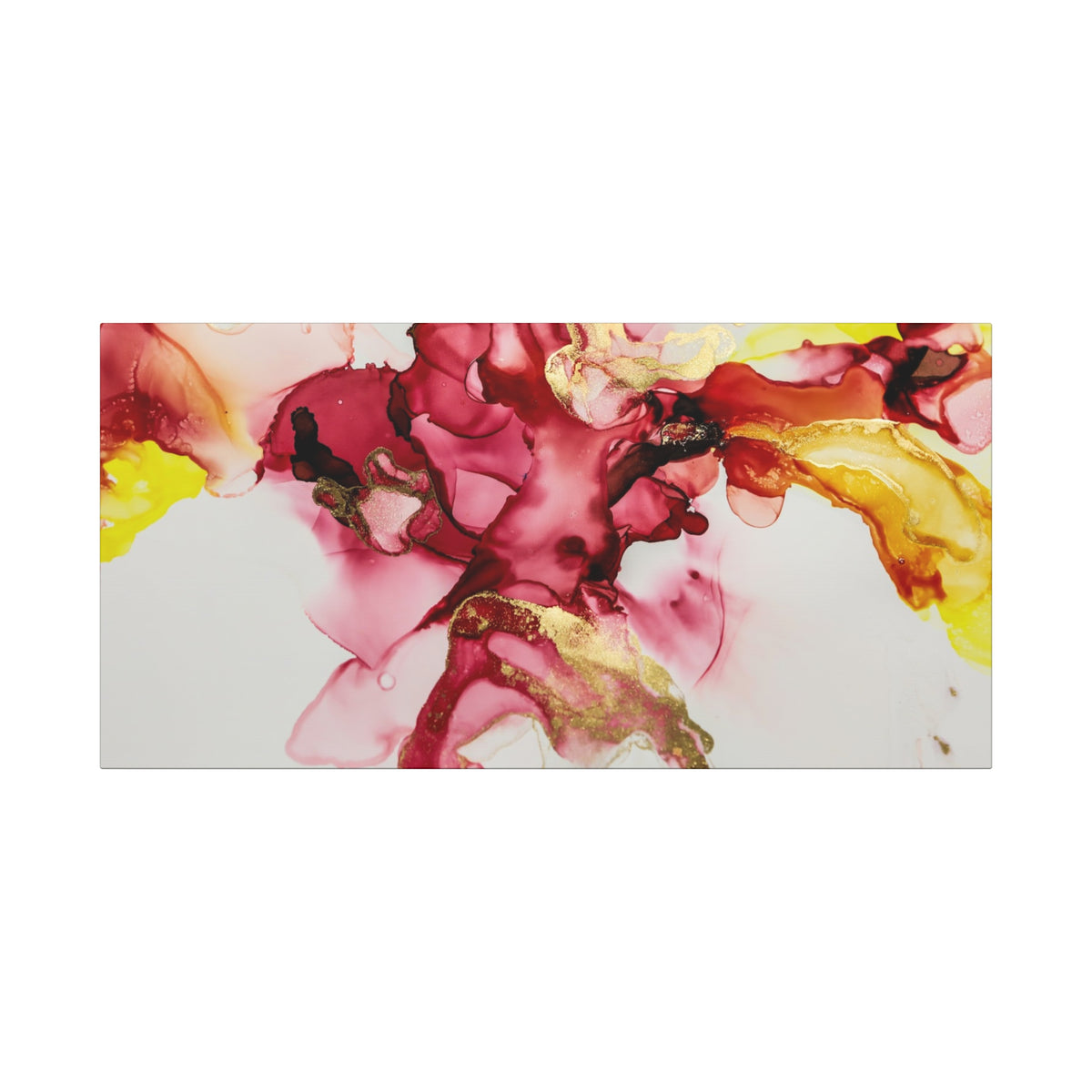 Abstract Pink & Gold Alcohol Ink Art Canvas Print — Matte Stretched Wall Art