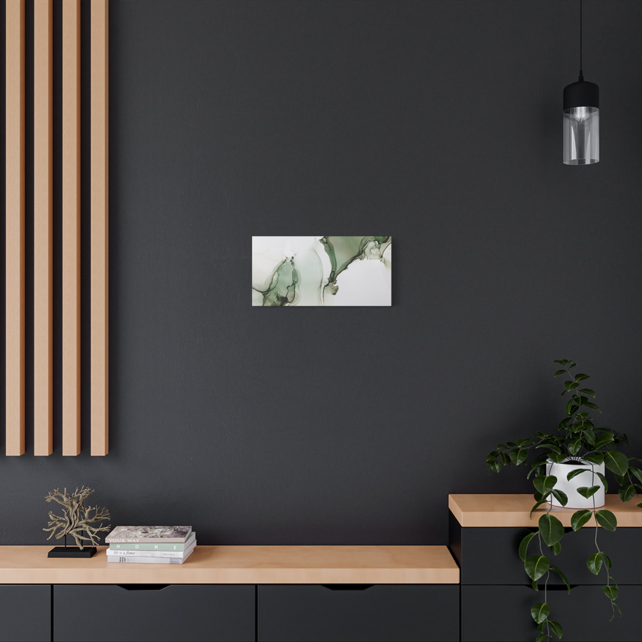 Green Ink Abstract Matte Canvas Print — Stretched 1.25" Wall Art