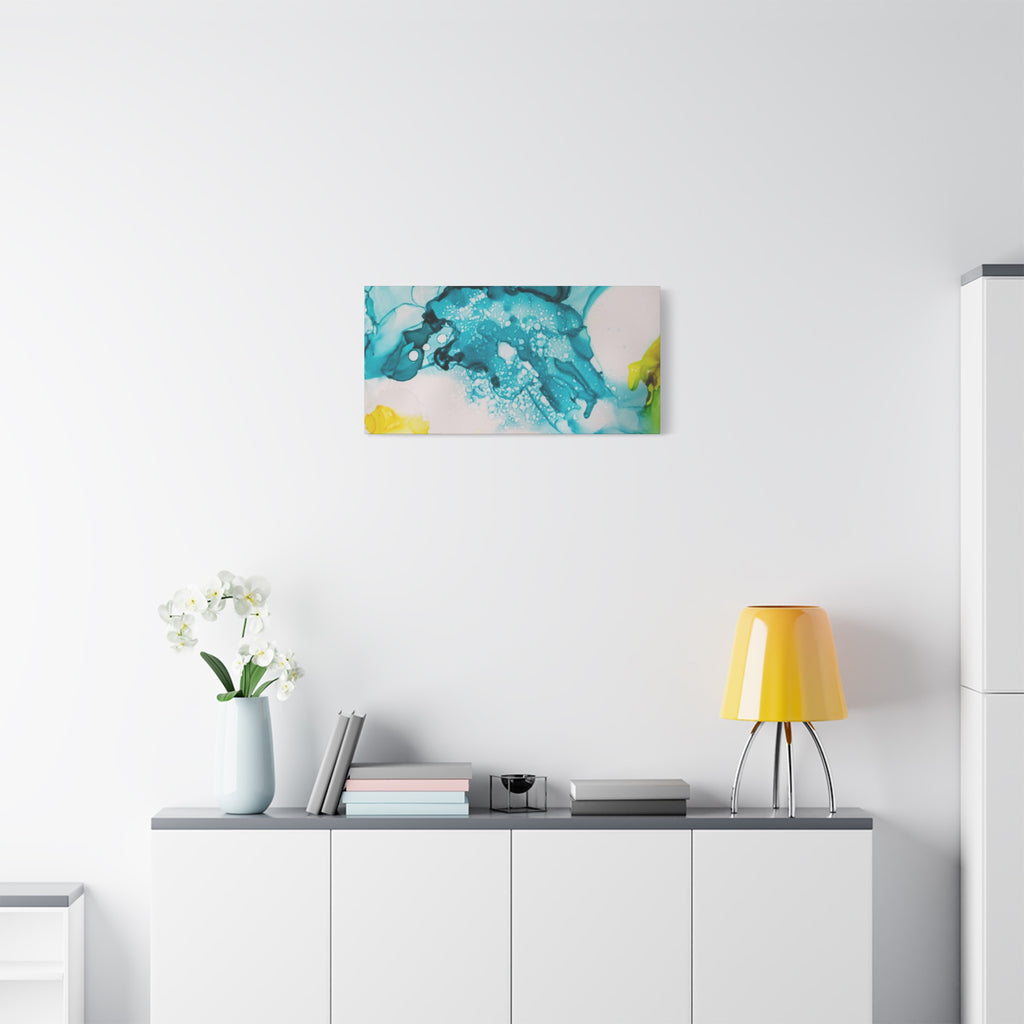 Teal & Yellow Abstract Fluid Art Canvas