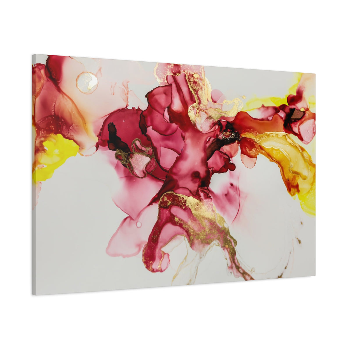 Abstract Pink & Gold Alcohol Ink Art Canvas Print — Matte Stretched Wall Art