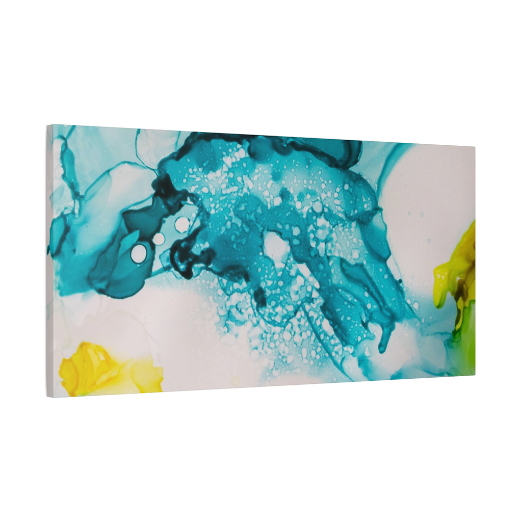 Teal & Yellow Abstract Fluid Art Canvas