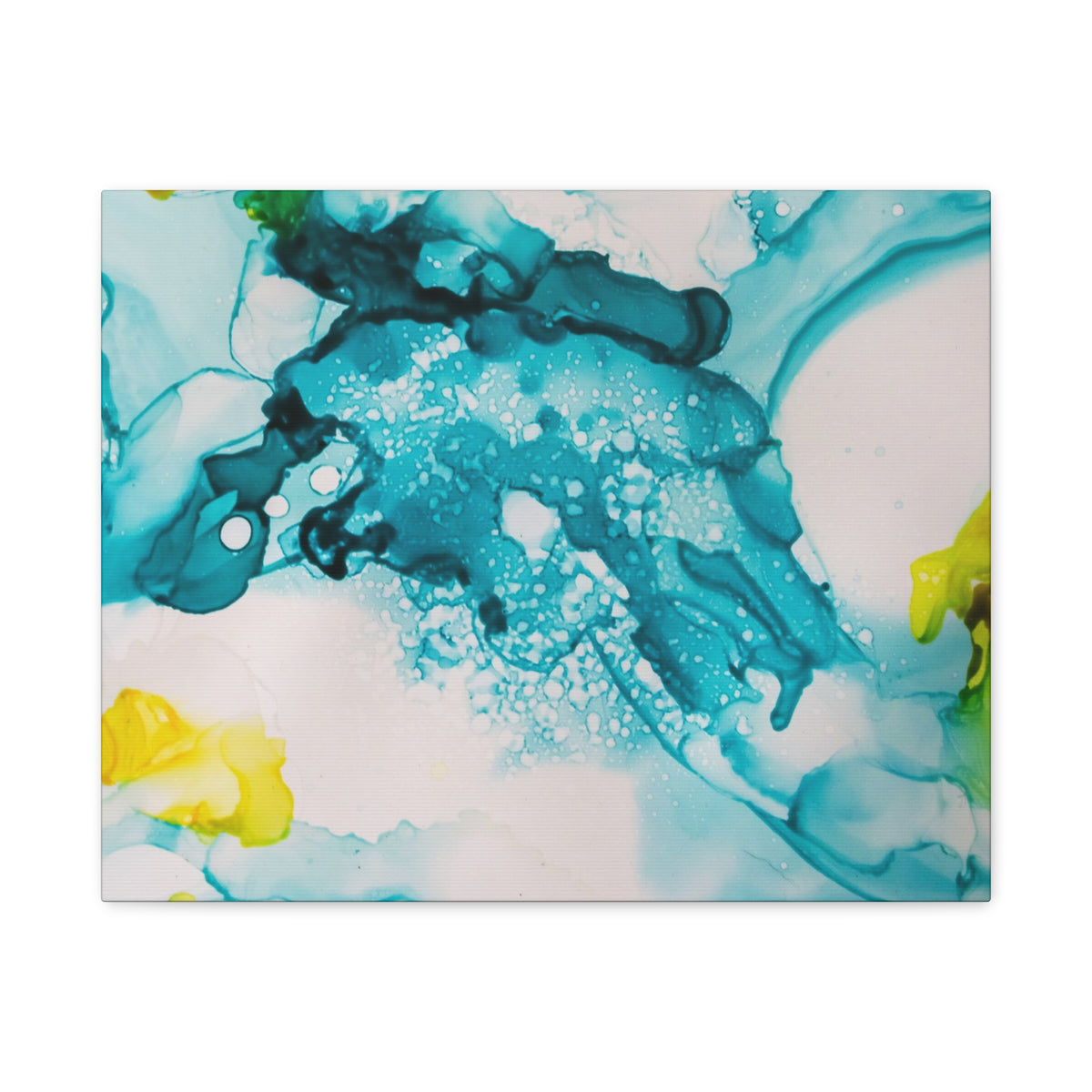 Teal & Yellow Abstract Fluid Art Canvas