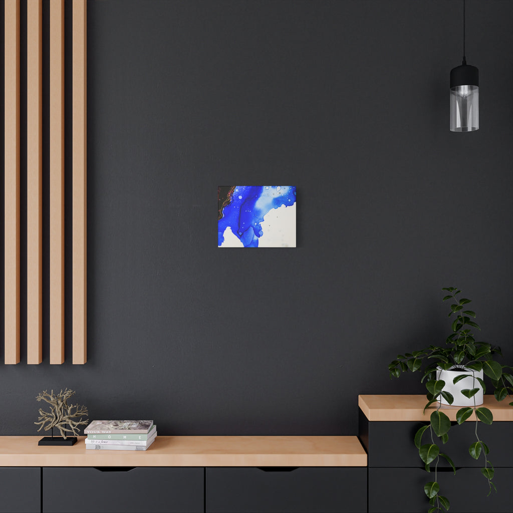 Abstract Blue Ink Art Canvas Print — Oceanic Fluid Painting