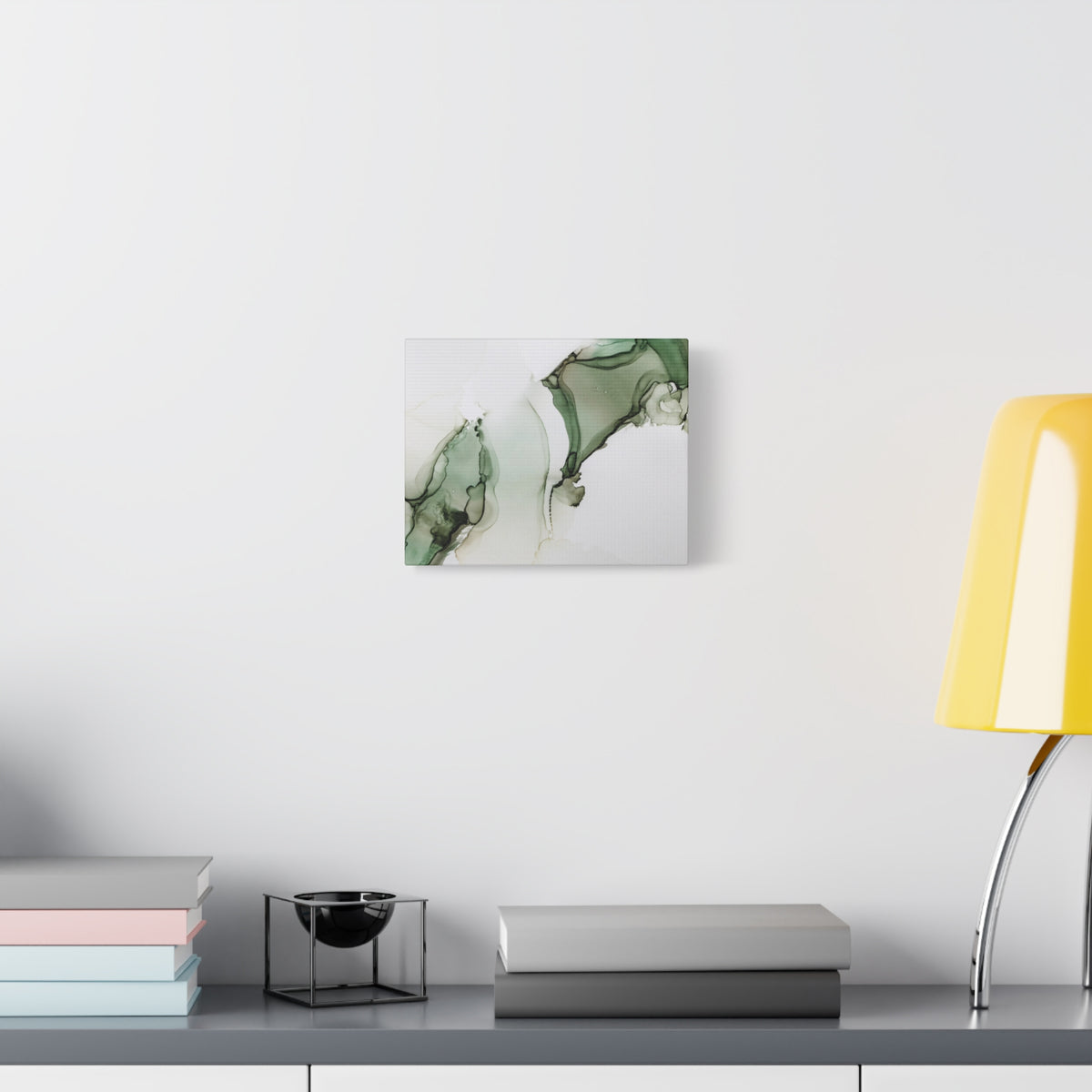 Green Ink Abstract Matte Canvas Print — Stretched 1.25" Wall Art