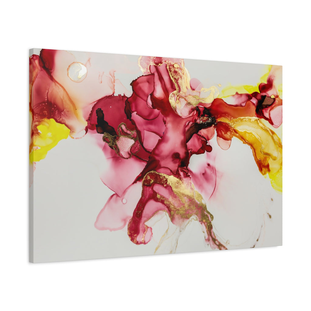 Abstract Pink & Gold Alcohol Ink Art Canvas Print — Matte Stretched Wall Art