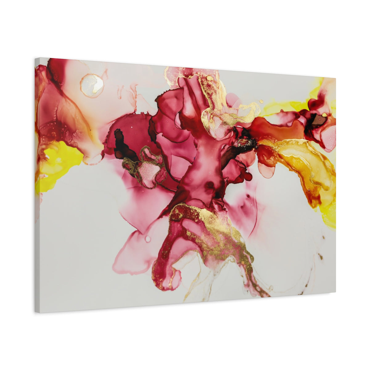 Abstract Pink & Gold Alcohol Ink Art Canvas Print — Matte Stretched Wall Art