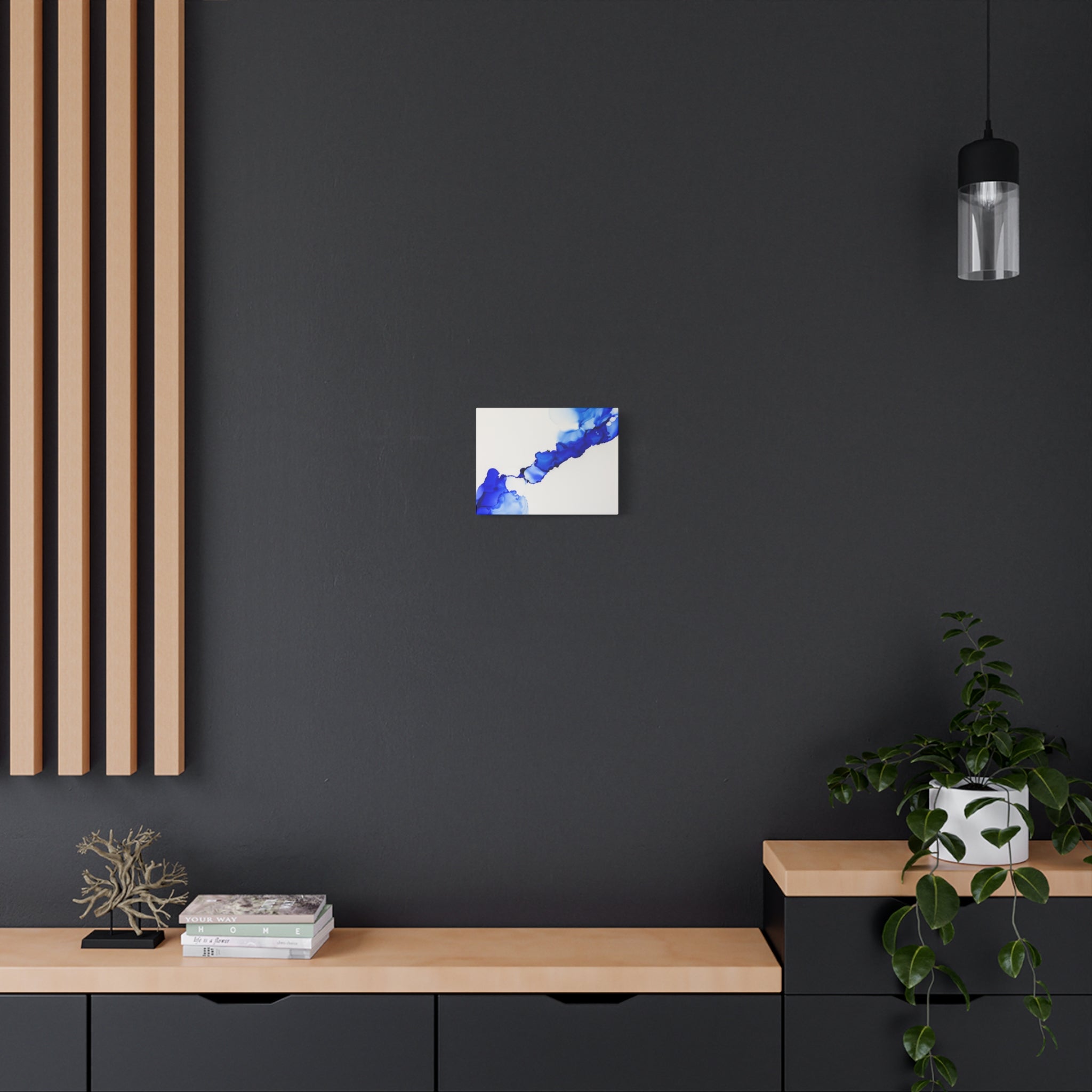 Blue Ink Abstract Matte Canvas Print — Stretched 1.25\"
