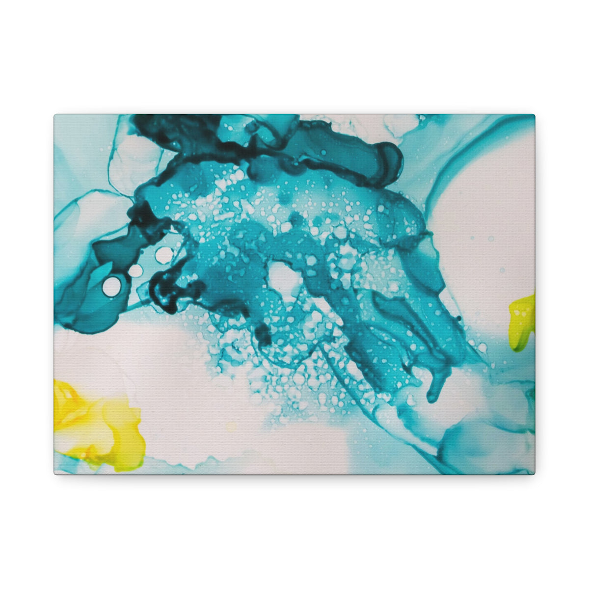 Teal & Yellow Abstract Fluid Art Canvas