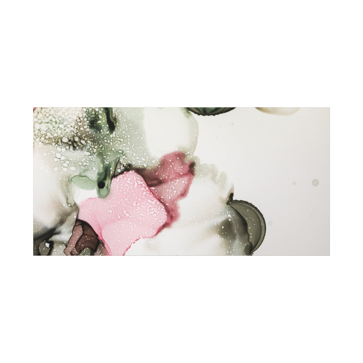 Abstract Pink & Sage Alcohol Ink Canvas Print — Modern Wall Art