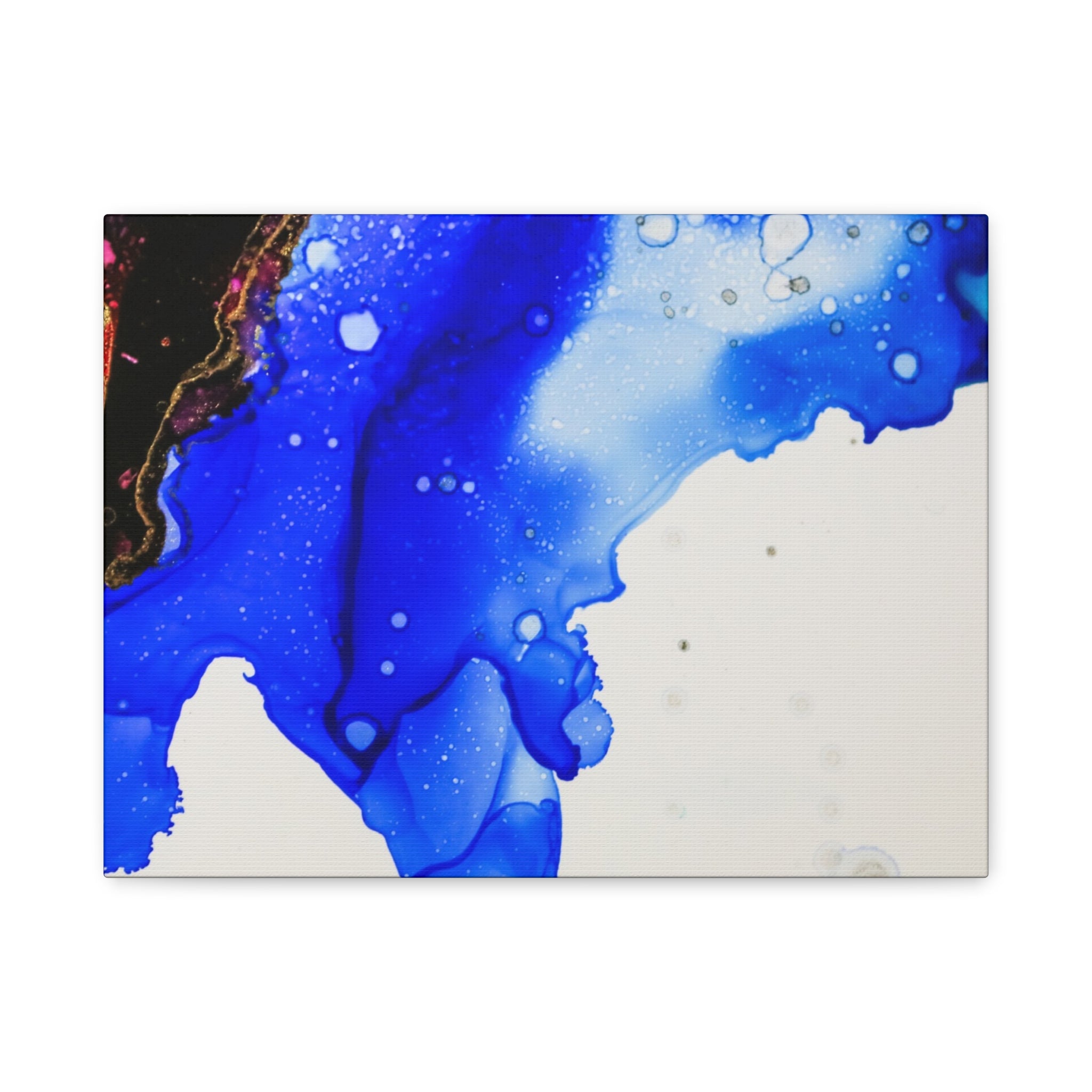 Abstract Blue Ink Art Canvas Print — Oceanic Fluid Painting